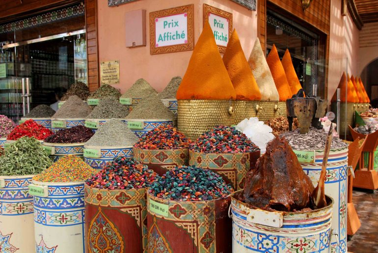 morocco, medina, old town, souk, spices, market