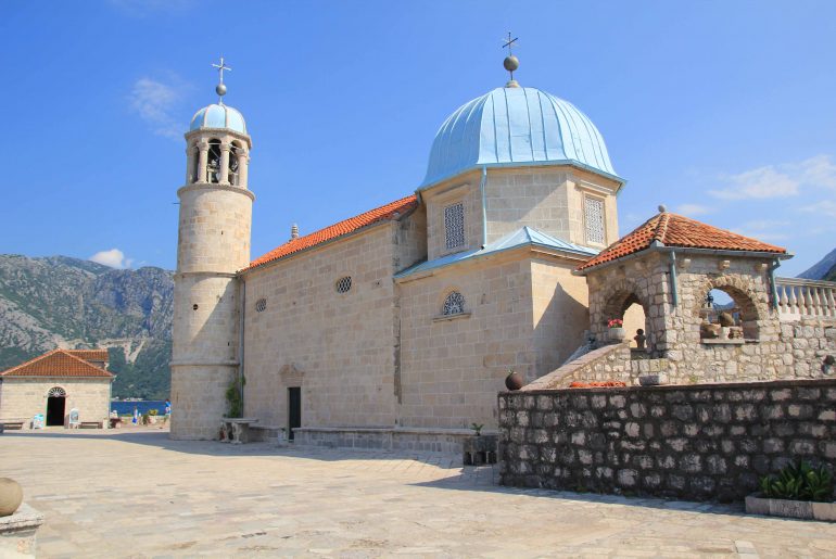 Island Gospa od Skrpjela ,tourist attraction , adriatic coast, Kotor Bay