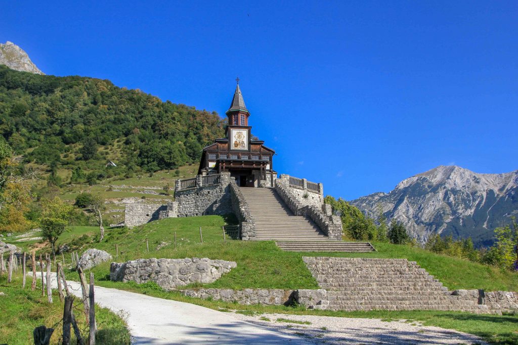 Javorca, memorial church of the holy spirit, Tolmin , Slovenia