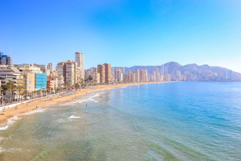 Playa de Levante Beach, Benidorm, Alicante, Spain