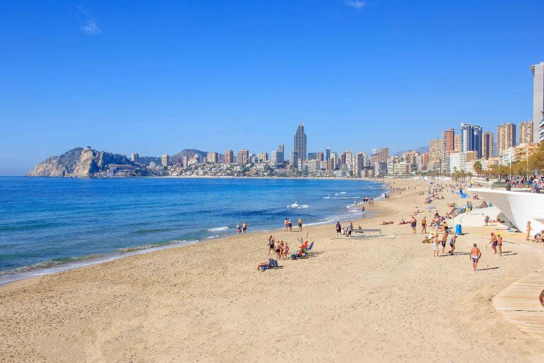 Playa de Poniente, Strand, Benidorm, Spain