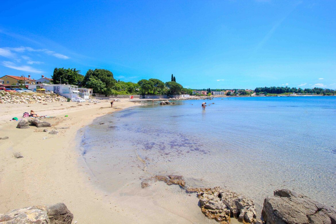 Zambratija Strand, Sandstrand Zambratija, Umag, Kroatien