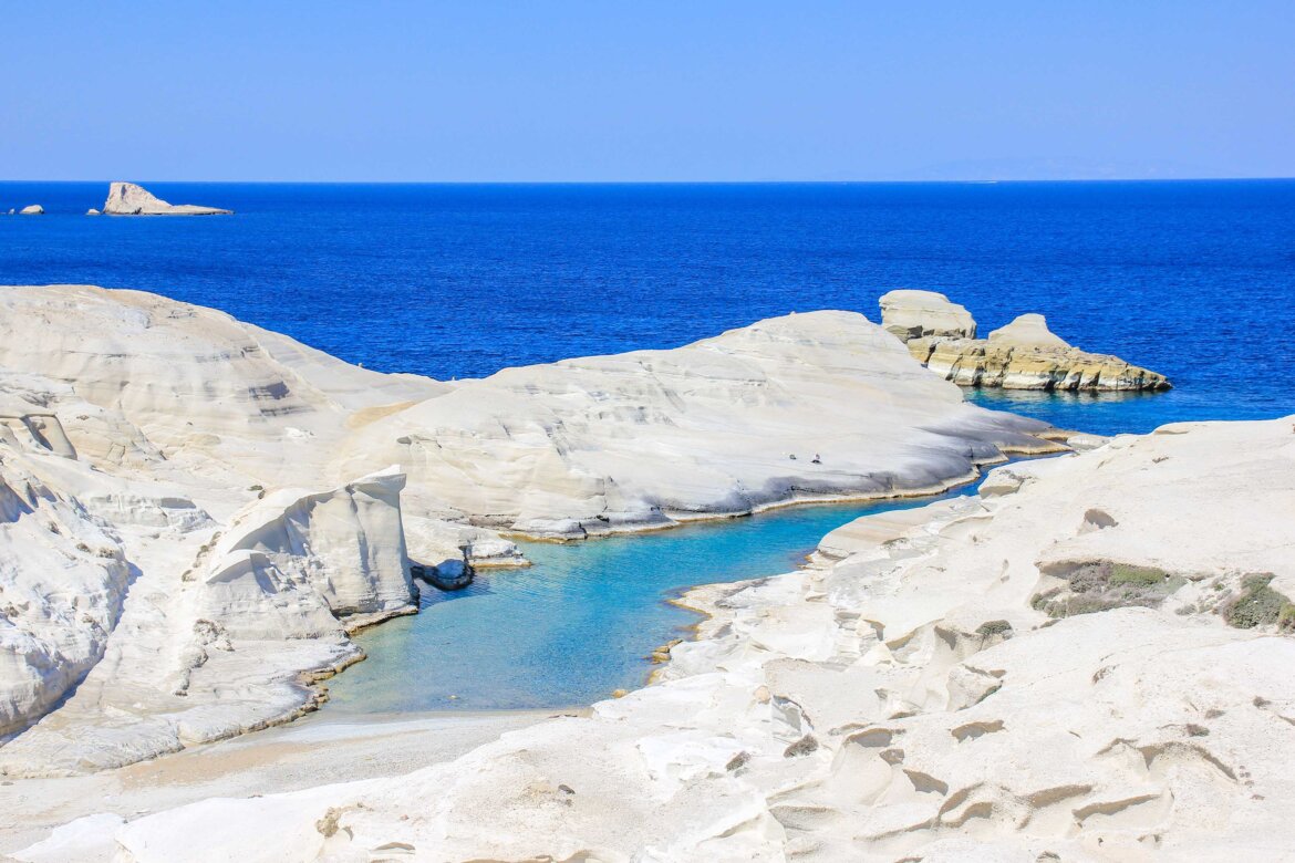 Strand Sarakiniko Beach, Milos, Griechenland