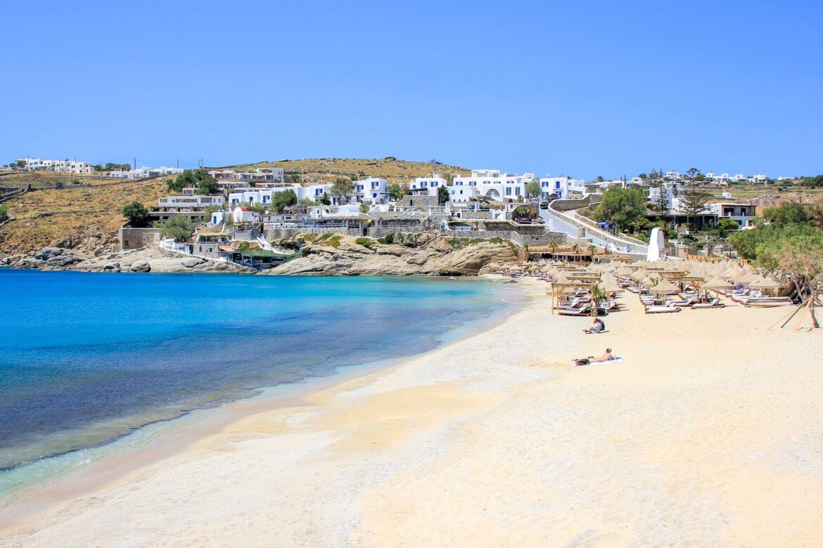 Strand Agia Anna, Mykonos, Griechenland